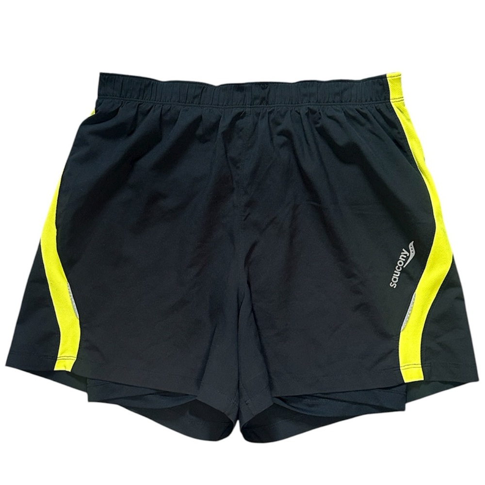 Saucony Men's Black Gym Shorts Athletic Activewear Running Workout Size M